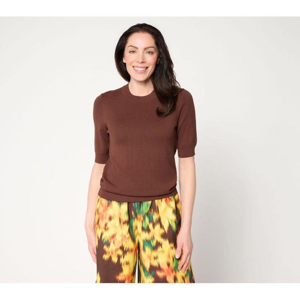 Carla Rockmore Collection Women's Top Sweater Sz S All Season Yarn Brown